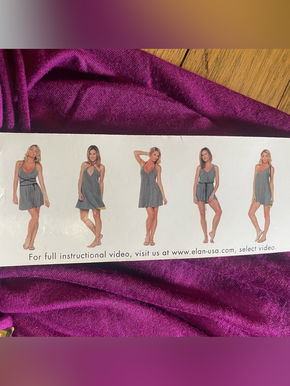 NWT - ELAN USA Reversible 8-Way Convertible Slip Dress Purple & Gray - Sz S